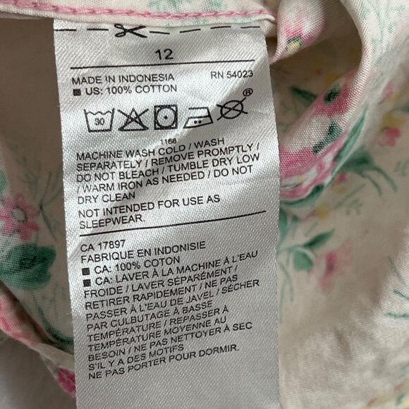 Janie and Jack Floral Poplin Shirt Boys Size 12 Button‎ Down 100% Cotton Easter - Picture 7 of 8